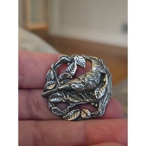 Birds and Blooms Pewter Cardinal Brooch 1999 Vintage